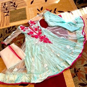 Light Green Anarkali Kurta with Churidar and Dupatta